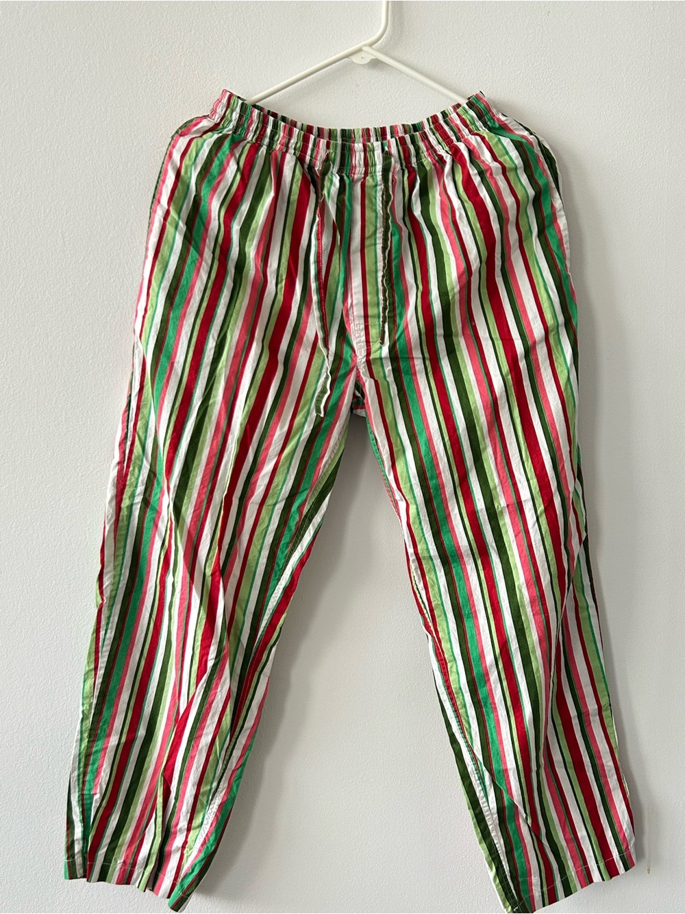 Printfresh Candy Cane Striped Holiday Pajamas Set in Green, Red & White